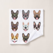 Cute French Bulldogs Wearing Glasses Bad Handdoek (Wasdoekje)