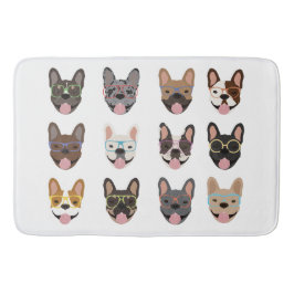 Cute French Bulldogs Wearing Glasses Badmat