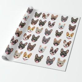 Cute French Bulldogs Wearing Glasses Cadeaupapier