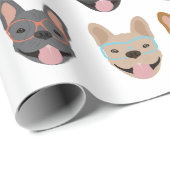 Cute French Bulldogs Wearing Glasses Cadeaupapier (Rol Hoek)