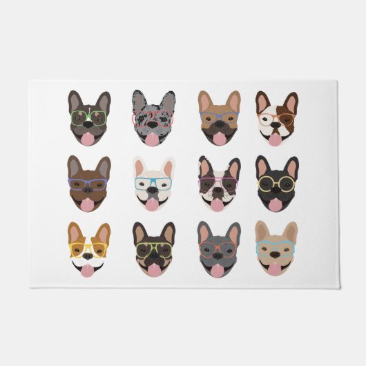 Cute French Bulldogs Wearing Glasses Deurmat (Voorkant)
