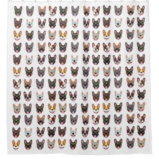 Cute French Bulldogs Wearing Glasses Douchegordijn (Voorkant)