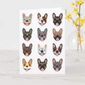 Cute French Bulldogs Wearing Glasses Kaart (Gele Bloem)