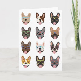 Cute French Bulldogs Wearing Glasses Kaart