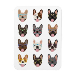 Cute French Bulldogs Wearing Glasses Magneet