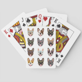 Cute French Bulldogs Wearing Glasses Pokerkaarten