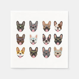 Cute French Bulldogs Wearing Glasses Servet