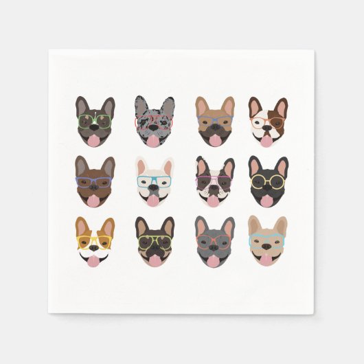 Cute French Bulldogs Wearing Glasses Servet (Voorkant)