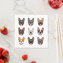 Cute French Bulldogs Wearing Glasses Servet