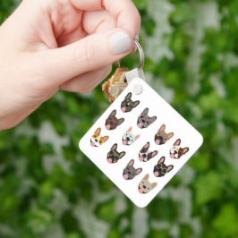 Cute French Bulldogs Wearing Glasses Sleutelhanger