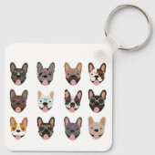 Cute French Bulldogs Wearing Glasses Sleutelhanger (Achterkant)
