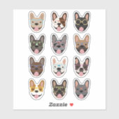 Cute French Bulldogs Wearing Glasses Sticker (Vel)
