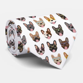 Cute French Bulldogs Wearing Glasses Stropdas