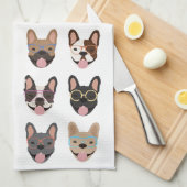 Cute French Bulldogs Wearing Glasses Theedoek (Quarter Fold)