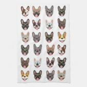 Cute French Bulldogs Wearing Glasses Theedoek (Verticaal)