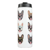 Cute French Bulldogs Wearing Glasses Thermosbeker (Voorkant)