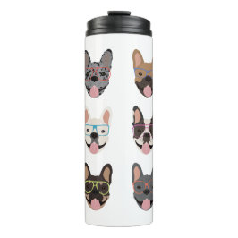 Cute French Bulldogs Wearing Glasses Thermosbeker