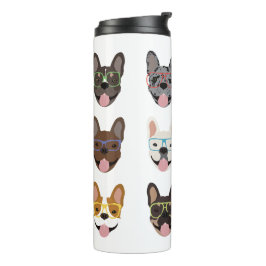 Cute French Bulldogs Wearing Glasses Thermosbeker