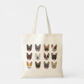 Cute French Bulldogs Wearing Glasses Tote Bag (Achterkant)