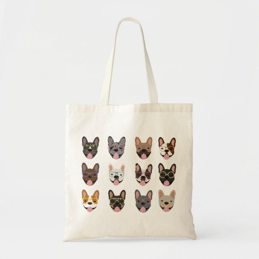 Cute French Bulldogs Wearing Glasses Tote Bag (Voorkant)