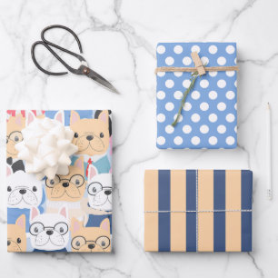 Cute French Bulldogs Wrapping Paper Set