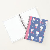 Cute French Cats Pattern Blue Personalized Sketch Notitieboek (Binnen)