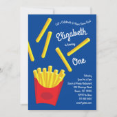 Cute French Frie Kinderen 1st Birthday Party Fast  Kaart (Voorkant)