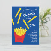 Cute French Frie Kinderen 1st Birthday Party Fast  Kaart (Staand voorkant)