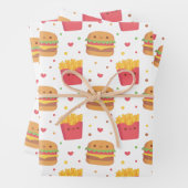 Cute French Fries and Burger Pattern Inpakpapier Vel (In situ)