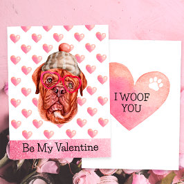 Cute French Mastiff I Wof You Dog Valentijnsdag Feestdagenkaart