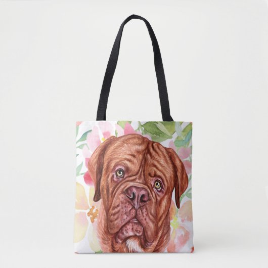 Cute French Mastiff met roze ventilator Tote Bag (Voorkant)