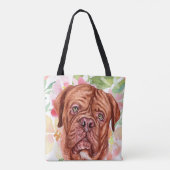 Cute French Mastiff met roze ventilator Tote Bag (Achterkant)