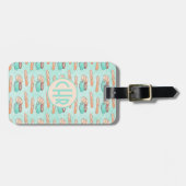 Cute French Pastries en Cappuccino | Pastel Blue Bagagelabel (Voorkant horizontaal)