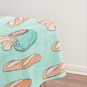 Cute French Pastries en Cappuccino   Pastel Blue Tafelkleed