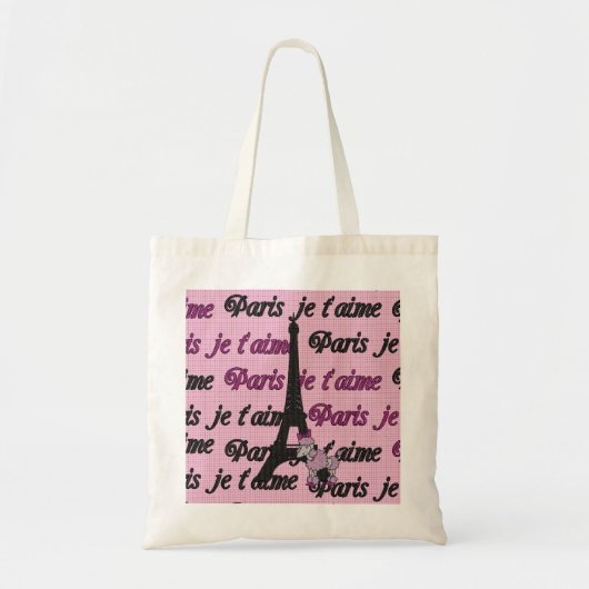 Cute French Poodle en Paris Eiffel Tower Tote Bag (Voorkant)