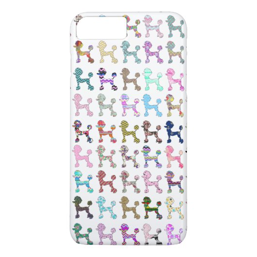 Cute French Poodle Girly Whimsical Chevron Pattern Case-Mate iPhone Case (Achterkant)