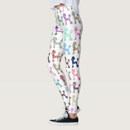 Cute French Poodle Girly Whimsical Chevron Pattern Leggings