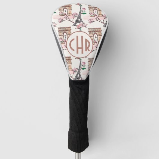 Cute French Theme Monogram | Franse landmerken Golfheadcover (Voorkant)