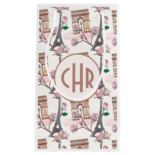 Cute French Theme Monogram | Franse landmerken Klein Cadeauzakje (Voorkant)