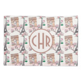 Cute French Theme Monogram | Franse landmerken Kussensloop (Achterkant)