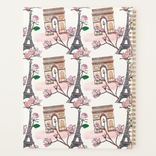 Cute French Theme Monogram | Franse landmerken Planner (Achterkant)