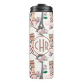Cute French Theme Monogram | Franse landmerken Thermosbeker (Voorkant)