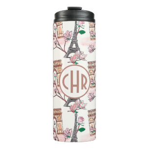 Cute French Theme Monogram   Franse landmerken Thermosbeker