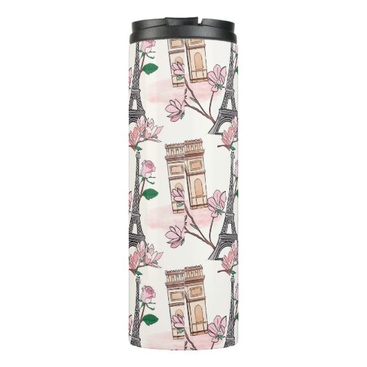 Cute French Theme Monogram | Franse landmerken Thermosbeker (Achterkant)