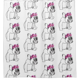 Cute Frenchie, Bulldog Dog Puppy Shower Curtain Douchegordijn