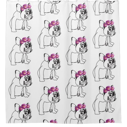 Cute Frenchie, Bulldog Dog Puppy Shower Curtain Douchegordijn (Voorkant)