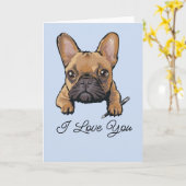 Cute Frenchie French Bulldog Love Text Custom Ca Kaart (Gele Bloem)