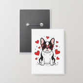Cute Frenchie in Love Heart Sunglasses Illustratio Button (Voorkant / Achterkant)