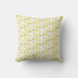 Cute Fresh Lemon Citrus Doodle Yellow Kussen