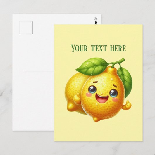 Cute fresh lemon customizable  briefkaart (Voorkant / Achterkant)